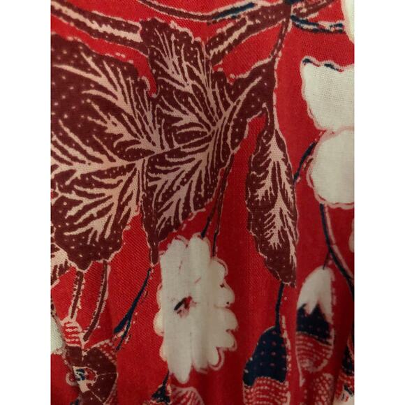 Ulla Johnson romantic red poppy floral cotton short dress  small 4.  Tassels. - Picture 3 of 6